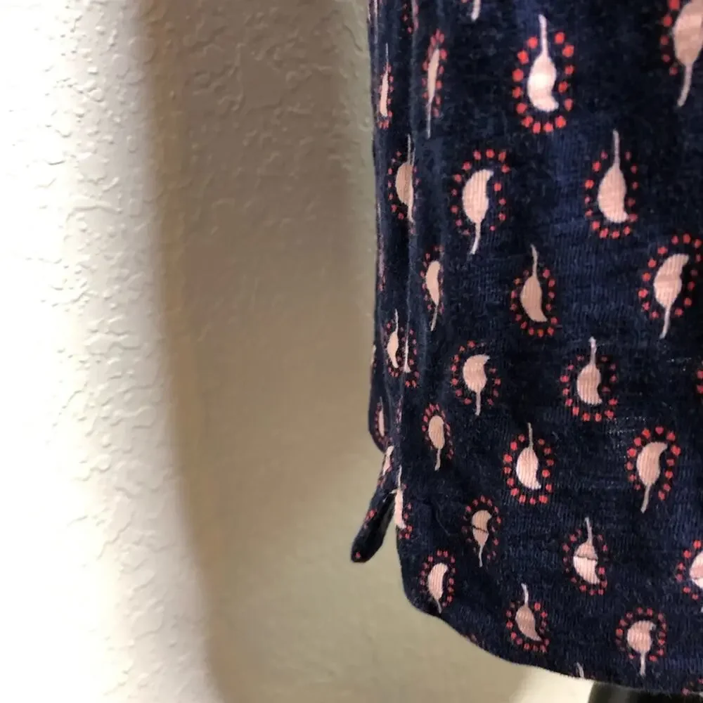 Boden navy blue pink paisley print knit shift dress size 6R